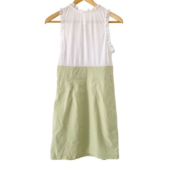 Esley White Ruffled Top Pale Green Botton Sleeveless Two Tone Dress‎ - Picture 2 of 8